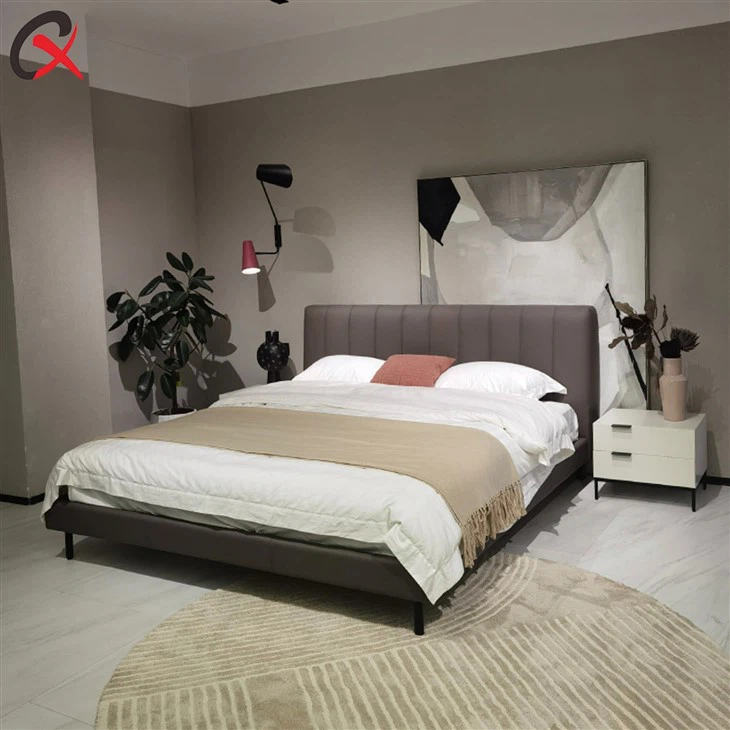 Channel Tufted Leather Bed